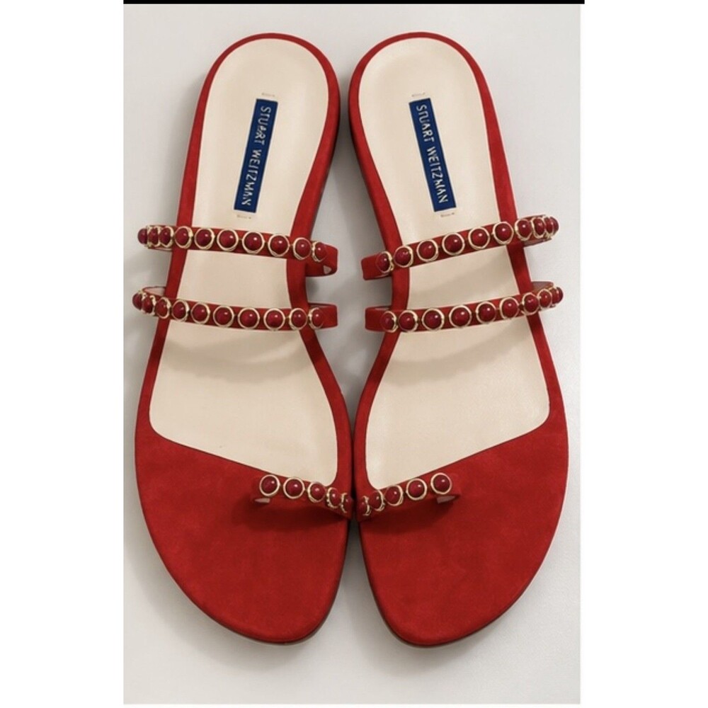 Stuart Weitzman Petrina Slide Pearl Flat sandals US Size 10.5